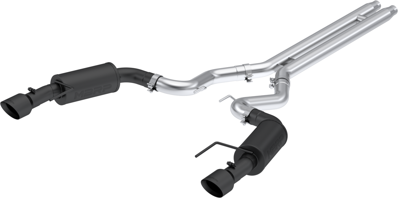 3" Cat-Back, Dual Split Rear, 2024-2025 Ford Mustang GT S650 5.0L, Street Profile, Black-Coated Aluminized Steel