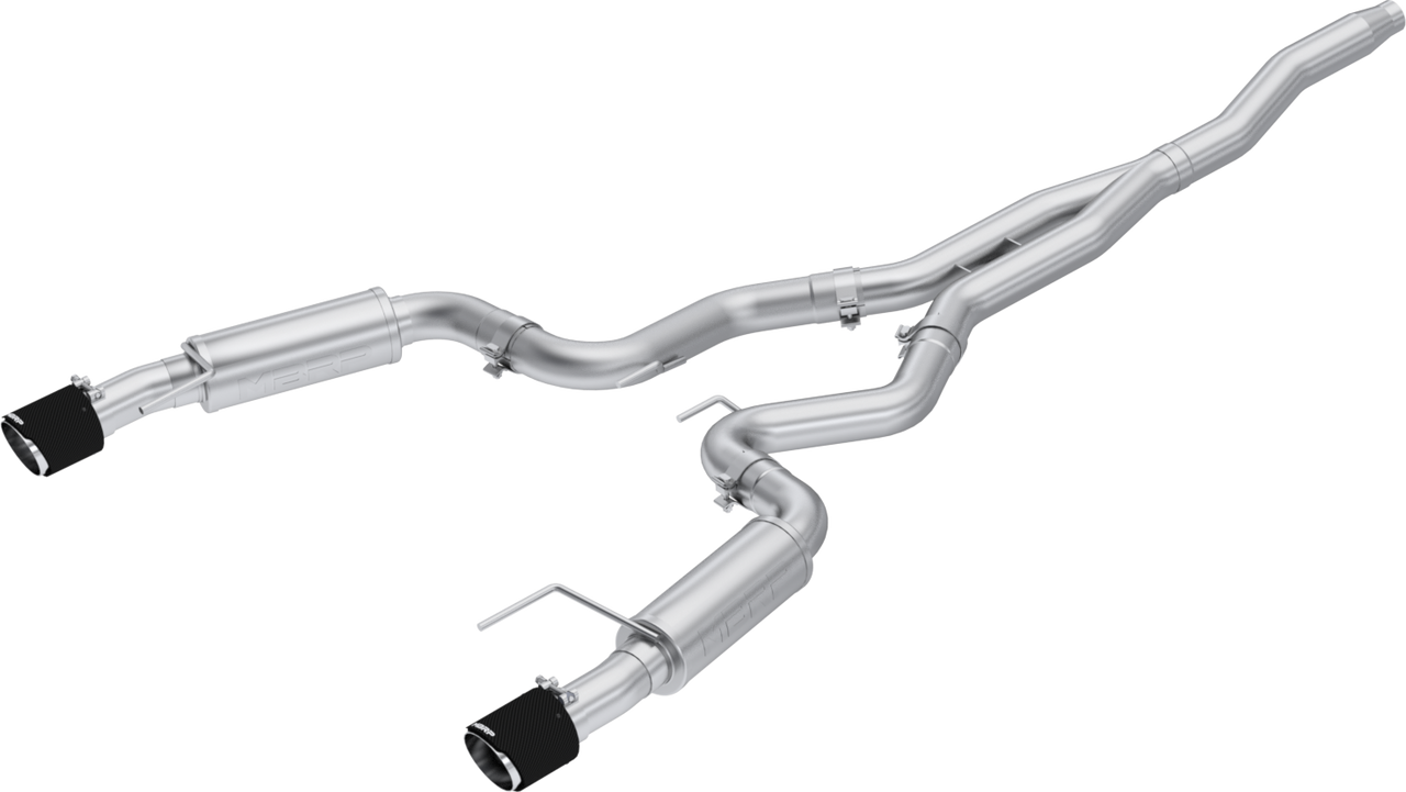 3" Cat-Back Dual Split Rear with Carbon Fiber Tips (Race Version) 2015-2025 Mustang 2.3 EcoBoost - Except Convertible